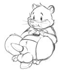  anthro balls belly blush bottomless buckteeth claws clothed clothing eating emenius erection food fur hamster male mammal monochrome penis reclining rodent sandwich_(food) shirt simple_background sitting slightly_chubby solo tapering_penis teeth thick_thighs whiskers 
