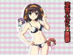  asahina_mikuru bikini brown_hair chibi ikeda_shouko multiple_girls nagato_yuki short_hair suzumiya_haruhi suzumiya_haruhi_no_yuuutsu swimsuit v wallpaper 