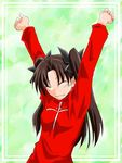  :3 \o/ arms_up artist_request fate/stay_night fate_(series) long_sleeves outstretched_arms solo toosaka_rin turtleneck 