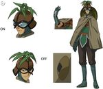  .hack//g.u. .hack//roots 1boy artist_request cape character_sheet gloves goggles hat male_focus plant sakisaka_(.hack//) sandals smile watermark 