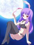  animal_ears artist_request black_bra black_legwear black_panties bra bunny_ears frilled_bra frilled_panties frills lingerie moon panties reisen_udongein_inaba side-tie_panties solo thighhighs touhou underwear underwear_only 