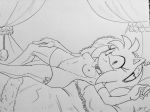  &lt;3 amy_rose anthro armwear bed bedroom blush breasts choker clothing curtains elbow_gloves eulipotyphlan female fur gloves hair hairband hedgehog legwear looking_at_viewer lying mammal monochrome nipples on_back pillow pose pubes randomguy999 smile solo sonic_(series) stockings 
