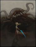  artist_request chiaroscuro dark final_fantasy final_fantasy_vi long_hair octopus orthros ponytail sword tina_branford weapon 