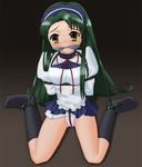  bad_anatomy bdsm bondage bound cleave_gag cloth_gag crotch_rope gag gagged green_hair hairband improvised_gag kannazuki_okuto kneehighs long_hair maid panties rope socks solo suzumiya_haruhi_no_yuuutsu thighs tsuruya underwear very_long_hair yellow_eyes 