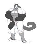  anthro ball_bra balls behemuffin big_balls big_penis clothing felid feline flaccid girly greyscale huge_balls huge_penis humanoid_penis hyper hyper_balls looking_at_viewer male mammal monochrome muscular muscular_male penis sketch solo standing thick_penis tight_clothing 
