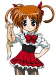  artist_request bronze_parrot ferret lyrical_nanoha mahou_shoujo_lyrical_nanoha pantyhose solo takamachi_nanoha twintails waitress yuuno_scrya 