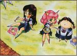  90s dragon_half mink_(dragon_half) mita_ryuusuke multiple_girls obentou school_uniform 