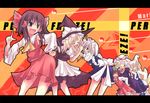  blonde_hair chen dancing ga_rune_pose galaxy_angel galaxy_angel_rune hakurei_reimu hat izayoi_sakuya kirisame_marisa long_sleeves lowres maid multiple_girls parody rikudou_inuhiko touhou witch witch_hat yakumo_ran yakumo_yukari 