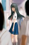  black_eyes black_hair blurry depth_of_field futami_eriko kibina_high_school_uniform kimi_kiss long_hair sakamoto_mineji school_uniform solo 