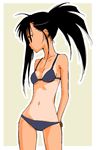  bikini black_bikini breasts frame looking_to_the_side mahou_sensei_negima! mikami_komata navel one-piece_tan ponytail sakurazaki_setsuna side_ponytail small_breasts solo swimsuit tan tanline 