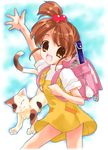  backpack bag calico cat kyon_no_imouto nyanmilla ponytail shamisen_(suzumiya_haruhi) side_ponytail solo suzumiya_haruhi_no_yuuutsu 
