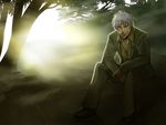  akagi akagi_shigeru artist_request light long_sleeves male_focus old outdoors sitting solo 