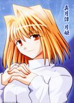  absurdres arcueid_brunestud blonde_hair highres long_sleeves official_art scan solo sweater takeuchi_takashi translated tsukihime 