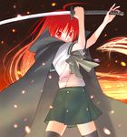  alastor_(shakugan_no_shana) cape jewelry miniskirt pendant red_hair sakamoto_mineji school_uniform shakugan_no_shana shana skirt sword thighhighs weapon zettai_ryouiki 