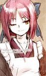  apron hair_ribbon kohaku konoe_ototsugu lowres one_eye_closed ribbon sketch solo tsukihime yellow_eyes 