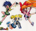  akazutsumi_momoko artist_request drumsticks goutokuji_miyako guitar hyper_blossom instrument keyboard_(instrument) matsubara_kaoru melodica multiple_girls powered_buttercup powerpuff_girls_z rolling_bubbles 