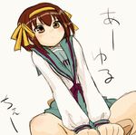  brown_hair long_sleeves short_hair sketch solo suzumiya_haruhi suzumiya_haruhi_no_yuuutsu yuuichi_(tareme_paradise) 