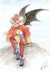  artist_request bat_wings boots grandia grandia_ii highres long_hair long_sleeves millenia_(grandia) red_hair solo thighhighs wings 