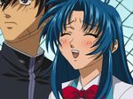  1girl animated animated_gif breast_grab breasts chidori_kaname full_metal_panic! grabbing jindai_high_school_uniform lowres medium_breasts sagara_sousuke screencap 