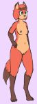  anthro breasts brown_fur canid canine canis cleft_of_venus coyote dipstick_tail female flatcolor fur green_eyes mammal markings multicolored_tail navel nipples nude orange_fur pussy roseylexi simple_background socks_(marking) spire standing tan_fur 