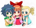  akazutsumi_momoko artist_request bangs goutokuji_miyako hyper_blossom jpeg_artifacts matsubara_kaoru multiple_girls powered_buttercup powerpuff_girls_z rolling_bubbles simple_background white_background 