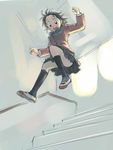  ikeda_jun_(mizutamari) jumping long_sleeves open_mouth original school_uniform shoes smile solo source_request stairs uwabaki 