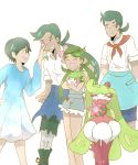 2boys 2girls brother_and_sister creatures_(company) dark_skin dark_skinned_male family father_and_daughter father_and_son flower game_freak gen_4_pokemon gen_7_pokemon green_eyes green_hair hair_flower hair_ornament haruka_(hijio-sun) husband_and_wife long_hair mao&#039;s_father_(pokemon) mao&#039;s_mother_(pokemon) mao_(pokemon) mother_and_daughter mother_and_son multiple_boys multiple_girls nintendo pokemon pokemon_(anime) pokemon_(game) pokemon_sm pokemon_sm_(anime) shaymin siblings tsareena ulu_(pokemon) 