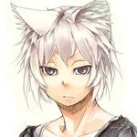  animal_ears cat_ears copyright_request purple_eyes sketch solo sun-3 white_hair 