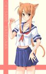  animal_ears cat_ears glasses hasegawa_chisame mahou_sensei_negima! miyai_sen school_uniform serafuku solo 