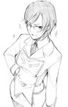  chie_hallard face glasses greyscale kyo_(kuroichigo) long_sleeves monochrome my-otome pantyhose solo 