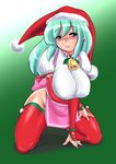  breasts christmas highres huge_breasts konmori_(kinbou_sokai) no_panties original santa_costume solo thighhighs 