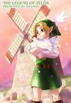  artist_request bird blonde_hair blue_eyes chicken cucco fairy hat link lowres male_focus pointy_ears solo the_legend_of_zelda the_legend_of_zelda:_ocarina_of_time typo windmill young_link 
