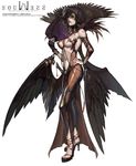  black_hair breasts choker earrings fan fishnets folding_fan gloves gothic helmet high_heels highres jewelry lace large_breasts limha_lekan nail_polish purple_nails shoes skull solo soulless sword the_soulless toenails weapon wings 
