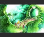  artist_request blonde_hair boots bridge imu_(lom) legend_of_mana long_hair scenery seiken_densetsu solo 