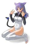  animal_ears breasts cat_ears covered_nipples large_breasts nagase_haruhito original shrug_(clothing) solo tail thighhighs 
