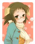  animal_ears dog_ears fringe_trim glasses hijiri_ruka long_sleeves lowres original scarf solo 