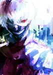  eyepatch kaneki_ken mask medium_hair red_eyes sasaki_haise signature sketch solo tokyo_ghoul upper_body white_hair 