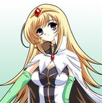  artist_request blonde_hair breasts cape circlet galaxy_angel galaxy_angel_rune gloves grey_eyes kahlua_marjoram long_hair medium_breasts solo 