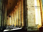  1girl artist_request black_hair colonnade column copyright_request holding_hands pillar shadow 