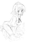  bangs greyscale hat looking_at_viewer monochrome seo_tatsuya shameimaru_aya solo tokin_hat touhou 