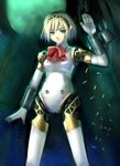  aegis_(persona) android blonde_hair blue_eyes full_moon moon persona persona_3 ribbon robot robot_joints shell_casing solo takashima 