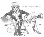  bow bow_panties cross elf garters greyscale high_heels high_priest kanda_(ura-kanda) lace lace-trimmed_panties latin_cross monochrome panties pointy_ears ragnarok_online shoes solo staff translation_request underwear 