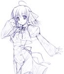  ef graphite_(medium) long_sleeves luna_lia miyamura_miyako monochrome school_uniform sketch solo traditional_media 