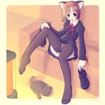  animal_ears cat cat_ears copyright_request feet kimarin leg_lift long_sleeves panties panties_under_pantyhose pantyhose pantyshot pantyshot_(sitting) sitting solo underwear 