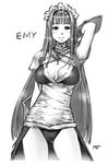  ankh bandages greyscale kanda_(ura-kanda) long_hair maid_headdress monochrome ragnarok_online solo 