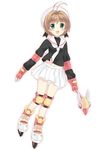  cardcaptor_sakura full_body fuuin_no_tsue hat inline_skates kinomoto_sakura long_sleeves magical_girl mizuki_makoto roller_skates skates solo standing wand white_hat 