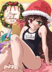  2006 black_school_swimsuit christmas long_hair merry_christmas name_tag one-piece_swimsuit rozen_maiden school_swimsuit solo suiseiseki swimsuit very_long_hair 