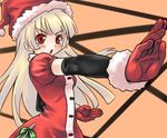  blonde_hair christmas copyright_request gloves hat henshin lowres open_mouth red_eyes red_gloves sakumo_(karatama) santa_costume solo 