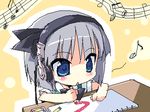  beamed_sixteenth_notes chibi child_drawing drawing eighth_note half_note headphones konpaku_youmu listening_to_music lowres musical_note oekaki petenshi_(dr._vermilion) quarter_note silver_hair solo staff_(music) touhou younger 
