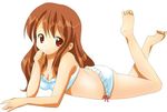  asahina_mikuru barefoot bow bow_panties bra feet frilled_panties frills legs_up lingerie lying michii_yuuki on_stomach panties soles solo suzumiya_haruhi_no_yuuutsu the_pose toes underwear underwear_only white_bra white_panties 